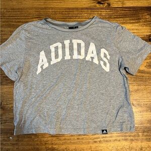 adidas Light Gray Cropped Logo Tee
